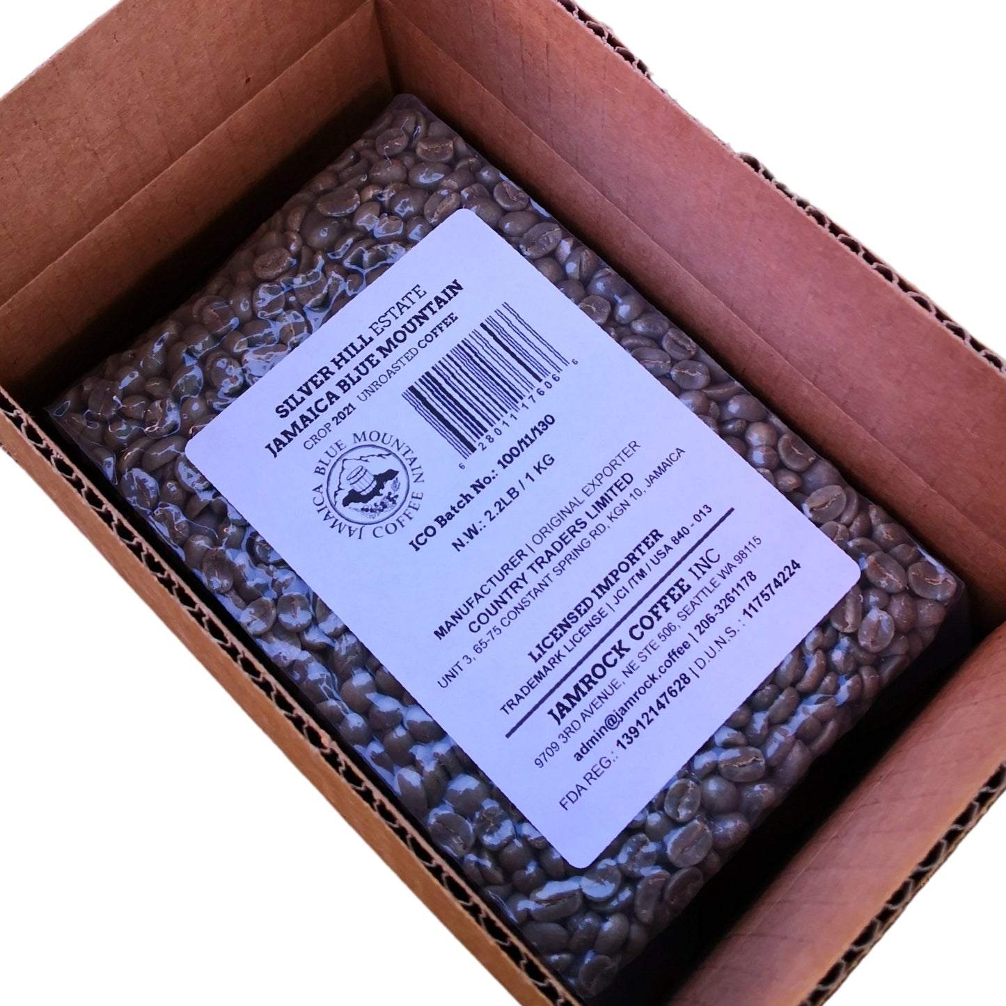 Jamaica Blue Mountain | Un-roasted Green Coffee Beans | Sample Pack 1KG/2.2LB | SILVER HILL Estate